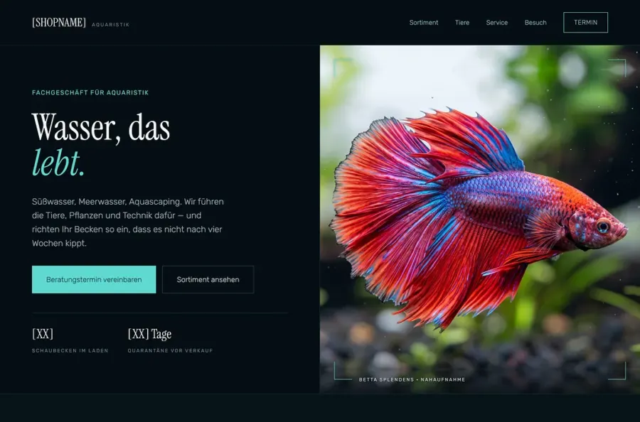 Die Startseite des Fachgeschäfts für Aquaristik in Leipzig