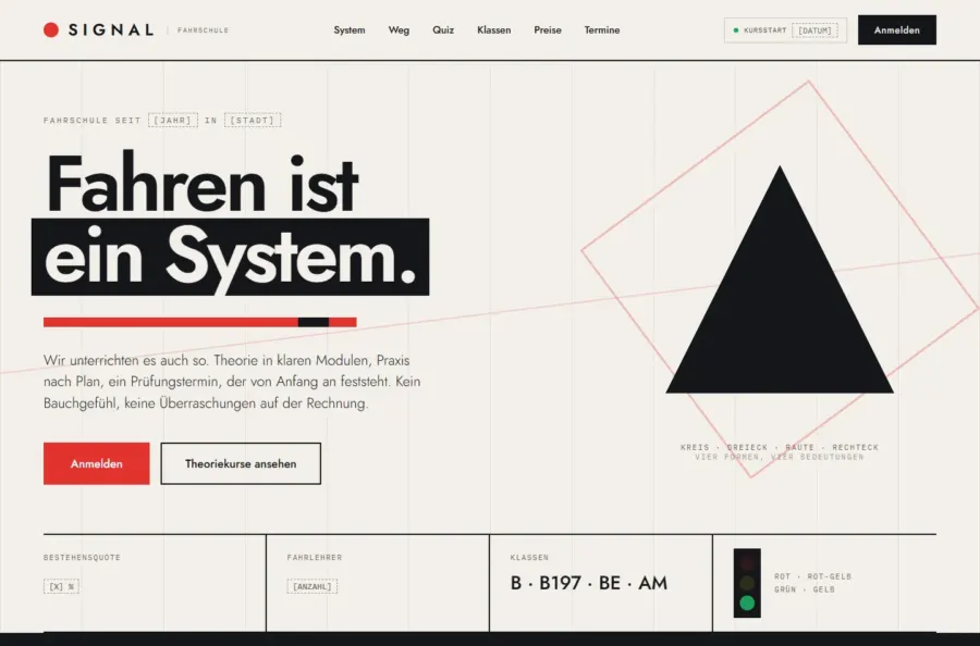 Die Startseite von Signal, Fahrschule mit Theorie-Quiz in Köln